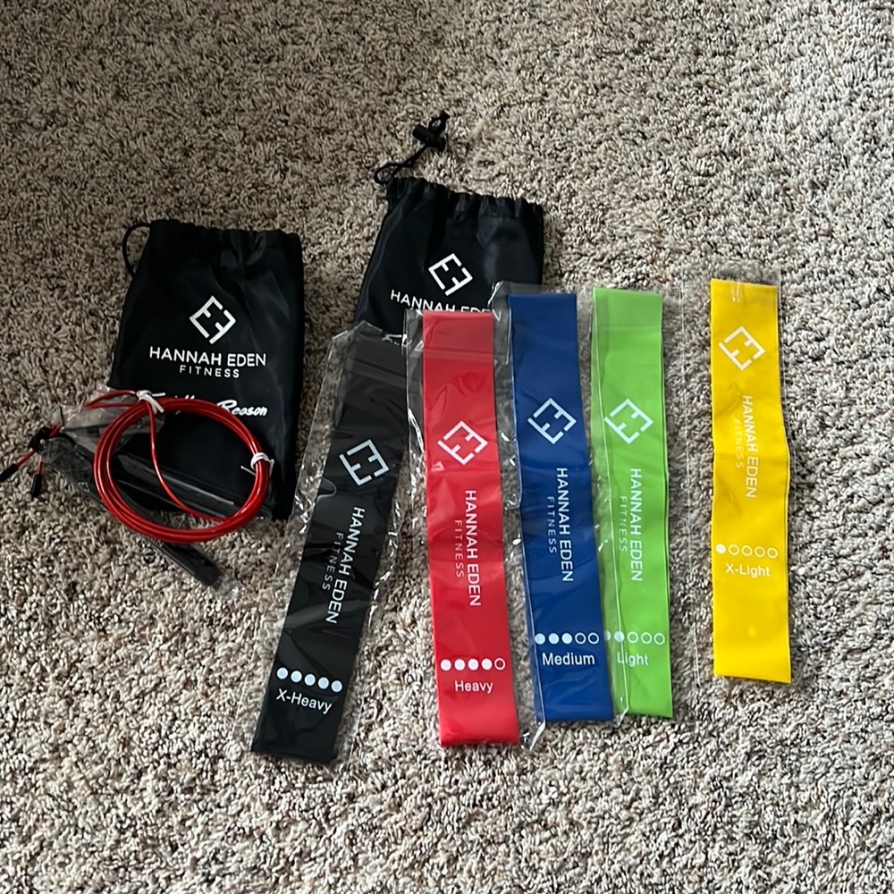 Hannah Eden Fitness jump rope and bands